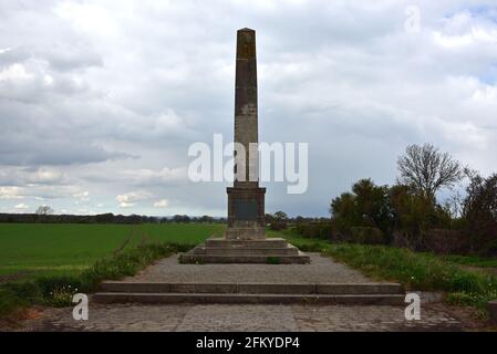 Marston Moor Civil war Memorial, errichtet von der Cromwell Assoc & der Harrogate-Gruppe der Yorkshire Archaeological Society, enthüllt am 1. Juli 1939 Stockfoto