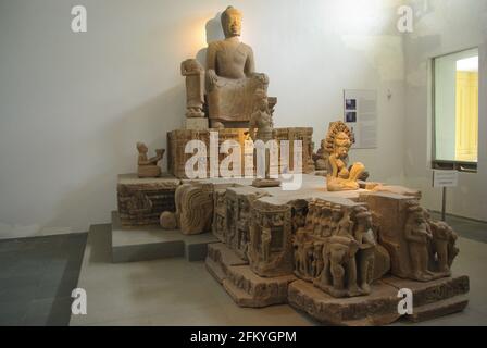 Skulpturfries im Museum of Cham Sculpture, Da Nang, Vietnam, Asien Stockfoto