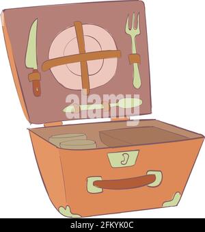 Campingkorb-Symbol. Cartoon und flach von Camping Korb Vektor-Symbol für Web-Design isoliert auf weißem Hintergrund Stock Vektor