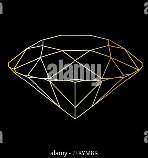 Vektor goldenen Luxus Kristall Diamant Form. Geometrische Premium Glitter Symbol, Polygon Mosaik Form Amethyst Edelstein Quarzstein Linie Kunst Stil Stock Vektor