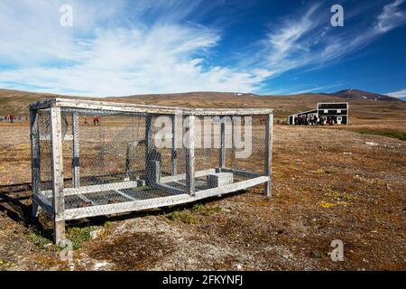 Myggbukta, eine Radio- und Trapperstation in Mackenzie Bay, Grönländische See im King Christian X Land, Grönland. Stockfoto