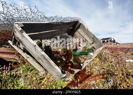 Myggbukta, eine Radio- und Trapperstation in Mackenzie Bay, Grönländische See im King Christian X Land, Grönland. Stockfoto