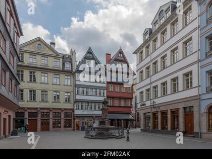 Häuser in der rekonstruierten Altstadt von Frankfurt, Deutschland Stockfoto