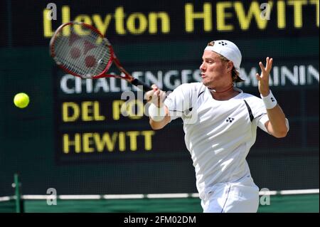 WIMBLEDON 2009 4th TAGE. JUAN MARTIN DEL POTRO V LLEYTON HEWITT. 25/6/09. BILD DAVID ASHDOWN Stockfoto