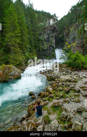 Reinbach Wasserfall, Cascate di Riva, bei Sand im Taufers, Sand Taufers, Sommer, Südtirol, Südtirol, Italien, Europa Stockfoto