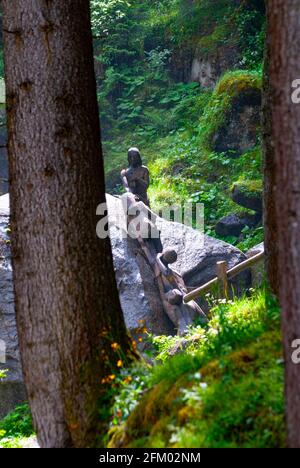 Reinbach Wasserfall, Cascate di Riva, bei Sand im Taufers, Sand Taufers, Sommer, Südtirol, Südtirol, Italien, Europa Stockfoto