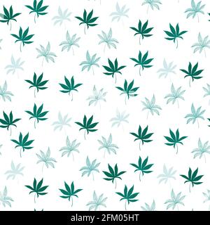 Horizontales nahtloses Muster mit Marihuana-Hanf-Blättern isoliert auf schwarz. Von Hand gezeichnete Cannabisblätter. Legalisierung Von Marihuana. Schablone für Textil, p Stock Vektor