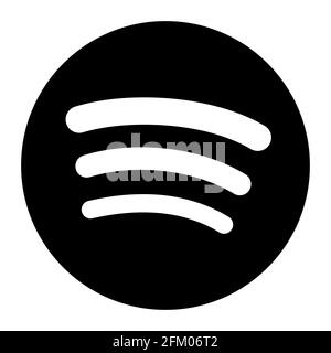 Vinnytsia, Ukraine - 5. Mai 2021: Spotify Black Vector Logo. Editorial-Symbol auf weißem Hintergrund Stock Vektor