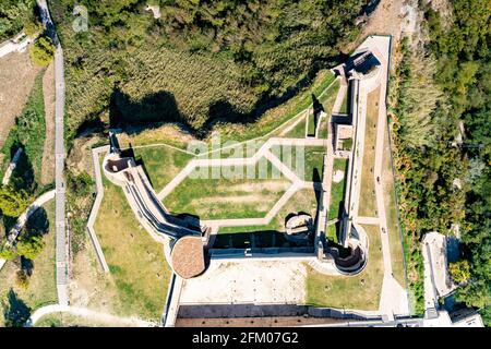 Historisches Castello Aragonese Komplex von oben, Ortona, Provinz Chieti, Abruzzen, Italien Stockfoto