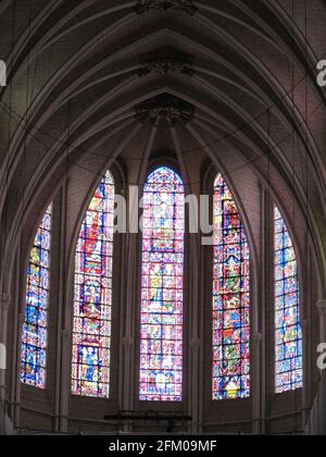 Europa, Frankreich, Eure-et-Loire, Chartres, Kathedrale von Chartres, Kathedrale, Kathedralen, Gotik, Glasmalerei, Glasfenster, UNESCO Stockfoto