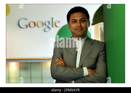 Nikesh Arora..... Googles Top-Mann in Europa, in ihren Büros im Zentrum von London.pic David Sandison 31/5/2005 Stockfoto