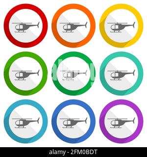 Hubschrauber, Transport concep Vektor-Symbole, Satz von bunten flachen Design-Tasten für webdesign und mobile Anwendungen Stock Vektor