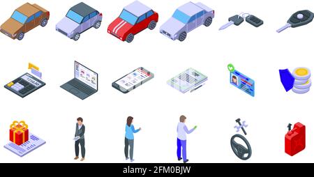 Kauf Auto Symbole gesetzt. Isometrischer Satz von Auto-Vektor-Symbole für Web-Design isoliert auf weißem Hintergrund kaufen Stock Vektor