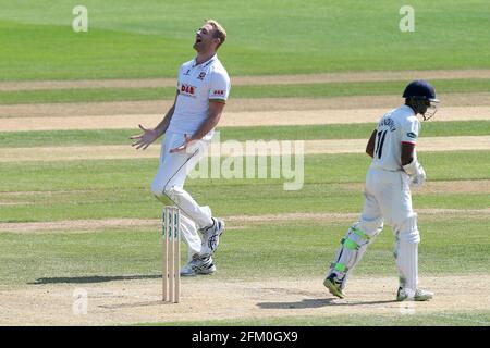 Paul Walter von Essex feiert die Einnahme des Wickels von Shivnarine Chanderpaul während Essex CCC gegen Lancashire CCC, Specsavers County Championship Divisi Stockfoto