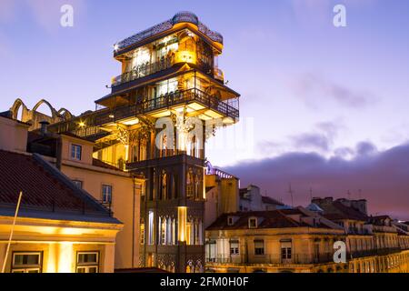 Elevador de Santa Justa in Lissabon, Portugals Hauptstadt. Stockfoto