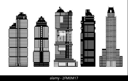 Industriegebäude mit Silhouetten des städtischen Gebäudes Stock Vektor