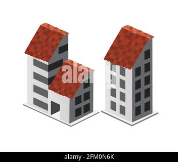 Isometrisches 3D-dimensionales Wolkenkratzergebäude der Moderne Stock Vektor