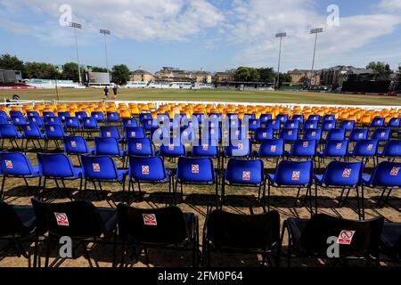 Allgemeine Ansicht der leeren Sitze um den Boden vor Essex Eagles vs Sussex Sharks, Vitality Blast T20 Cricket auf dem Cloudfm County Ground am 4 Stockfoto
