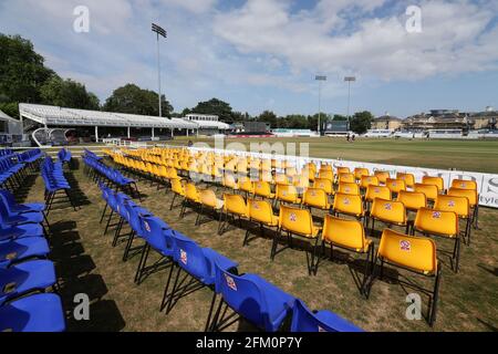 Allgemeine Ansicht der leeren Sitze um den Boden vor Essex Eagles vs Sussex Sharks, Vitality Blast T20 Cricket auf dem Cloudfm County Ground am 4 Stockfoto