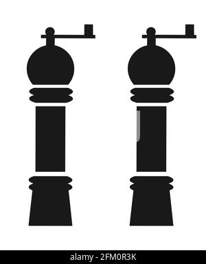 Vektor Silhouette Elemente Pfeffer- und Salzmühle Stock Vektor