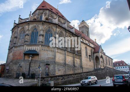 Bamberg, Deutschland - 13.4.2021. Blick auf die Pfarrkirche unserer Lieben Frau in der Weltkulturerbe-Stadt Bamberg Stockfoto