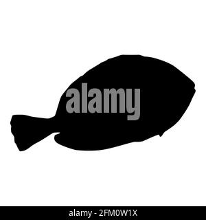 Chirurg Fisch schwarze Silhouette. Isoliertes Objekt. Meerestier. Weißer Hintergrund. Vektorgrafik Clipart. Seitenansicht. Stock Vektor