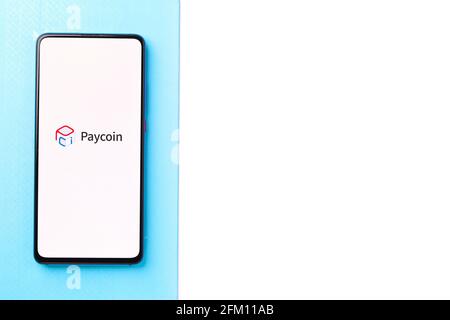 Assam, indien - 04. Mai 2021 : Paycoin on phone screen Stock image. Stockfoto