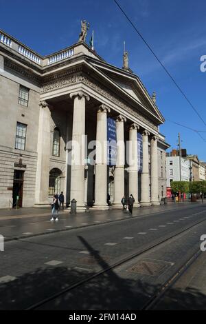 Blick auf das GPO-Gebäude in der O'Connell Street in Dublin, Irland Stockfoto