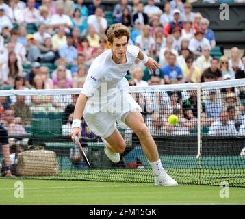 WIMBLEDON TENNIS CHAMPIONSHIPS 2008. 2ND TAG 24/6/2008 JAMMIE MURRAY WÄHREND SEINES SPIELS MIT F.SANTONO. BILD DAVID ASHDOWN Stockfoto