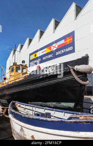 Portsmouth Historic Dockyard Schild an der Portsmouth Historic Dockyard, Portsmouth, Hampshire, Großbritannien Stockfoto