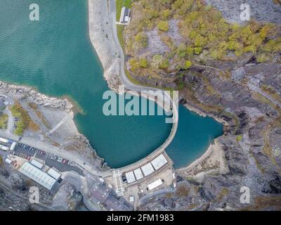 Kraftwerk Dinorwig, Snowdonia National Park Aerial view Engineers Kraftwerk im Berg Elidir Fawr Hydro Electric Rapid response Electric Stockfoto