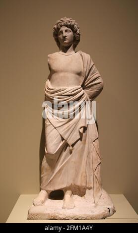 Marmorstatue eines Mannes. Roman. 2. V. Chr. Apollotempel. Kyrene, Libyen, Afrika. Stilporträts von Alexander dem Großen. Stockfoto