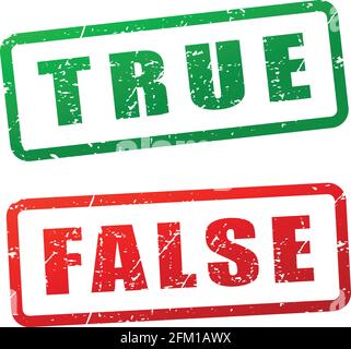 Illustration des wahren und falschen Stempeldesigns Stock Vektor