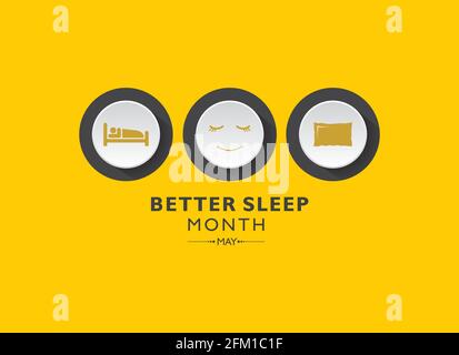 Vektor-Illustration des Monats für besseren Schlaf, der jedes Jahr im Mai beobachtet wird. Stock Vektor