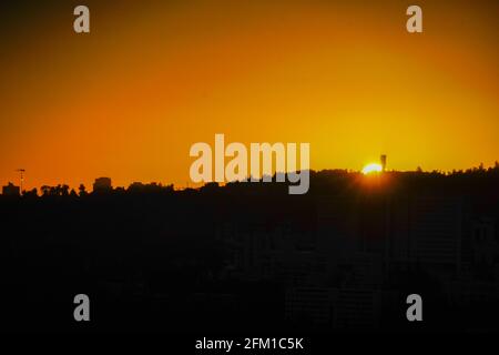 Israel, Sataf - antike landwirtschaftliche Stätte und Gärten auf judäischen Hügeln in der Nähe von Jerusalem in der Abenddämmerung war Sataf ein arabisches Dorf im Bezirk Jerusalem de Stockfoto