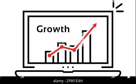 Statistiksymbol in einem schlanken Notebook Stock Vektor