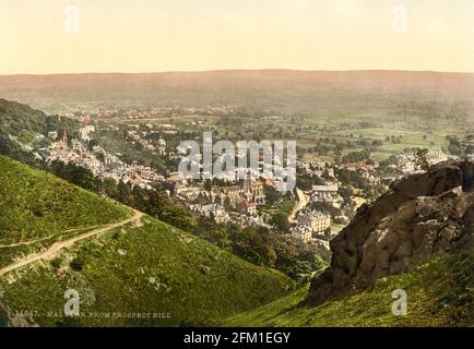 Malvern Stadt von Prospect Hill in Worcestershire um 1890-1900 gesehen Stockfoto