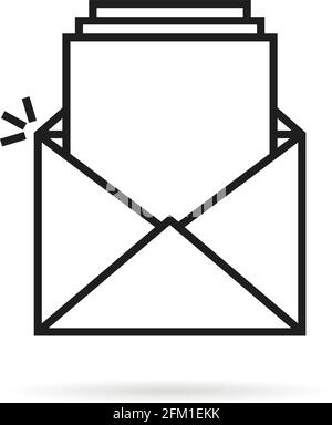 Papierstapel in linear geöffnetem Buchstaben Stock Vektor