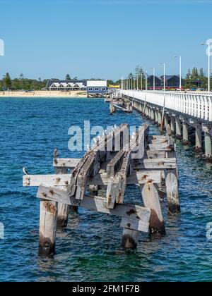 Busselton Jetty der längste Holzsteg der südlichen Hemisphäre und ein Teil des ursprünglichen Jetty, Western Australia Stockfoto