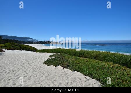 Landschaft mit Panoramablick auf Carmel-by-the-Sea Beach in Monterey County California, USA. Stockfoto