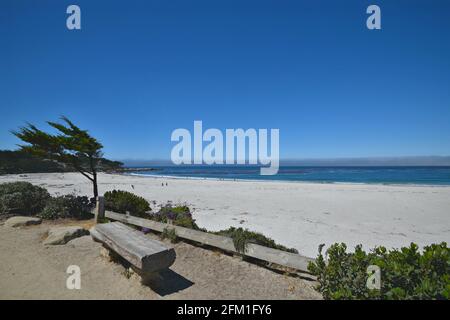 Landschaft mit Panoramablick auf Carmel-by-the-Sea Beach in Monterey County California, USA. Stockfoto