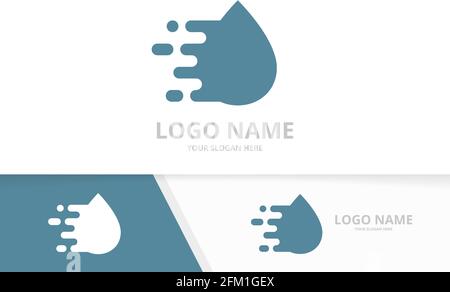 Logo-Kombination mit Fast Water Drop. Einzigartige Designvorlage für das schnelle Öllogo. Stock Vektor