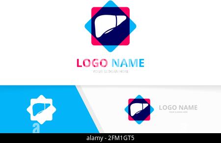 Logo der menschlichen Leber für die gastrointestinale Klinik. Vorlage für das Design des Logos für Leber- und Patientenhilfe. Stock Vektor