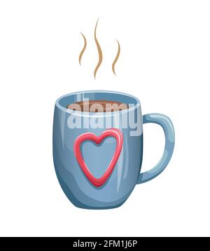 Vektor-Illustration von niedlichen blauen Tasse mit einem heißen Getränk. Kaffee, Tee, Kakao. Stock Vektor