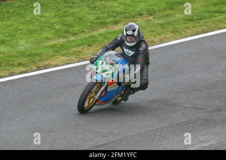 Roy Flower auf der TZH 250 Yamaha nähert sich Coppice Corner 2015 beim Cadwell Park International Classic Stockfoto