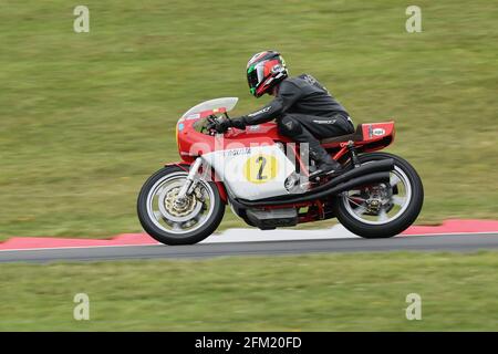 Annäherung an den Schwanenhals auf einer 500 ccm MV Agusta 4 AT Cadwell Park International Classic im Juli 2015 Stockfoto