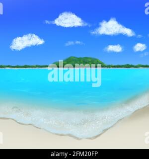 Schöne Natur und Blick auf das Meer, Landschaft, Himmel und Wolken. Stockfoto