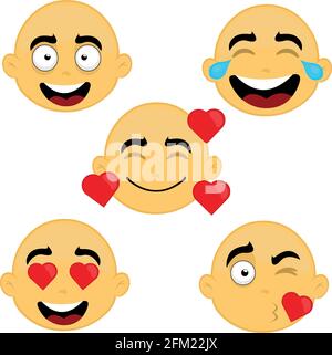 Vektor-Illustration von Emoticons mit glücklich, in der Liebe und festliche Ausdrücke Stock Vektor