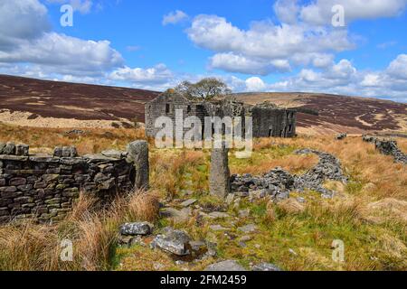 Raistrick Greave, Ruined Farmhouse, Heptonstall Moor, Pennines, West Yorkshire Stockfoto