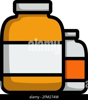Symbol Für Den Behälter „Pillen“. Editierbare Fett Formatigte Kontur Mit Farbfüllungsdesign. Vektorgrafik. Stock Vektor